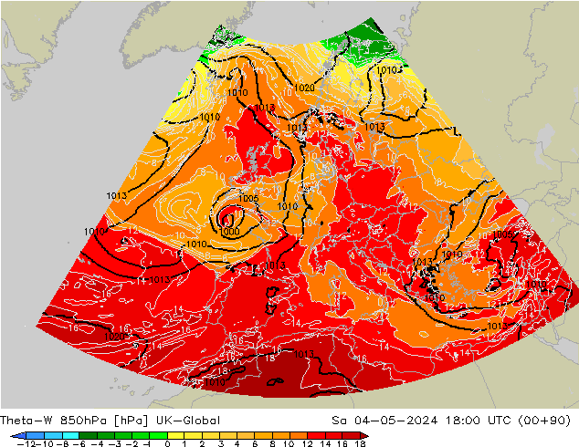 Theta-W 850hPa UK-Global  04.05.2024 18 UTC