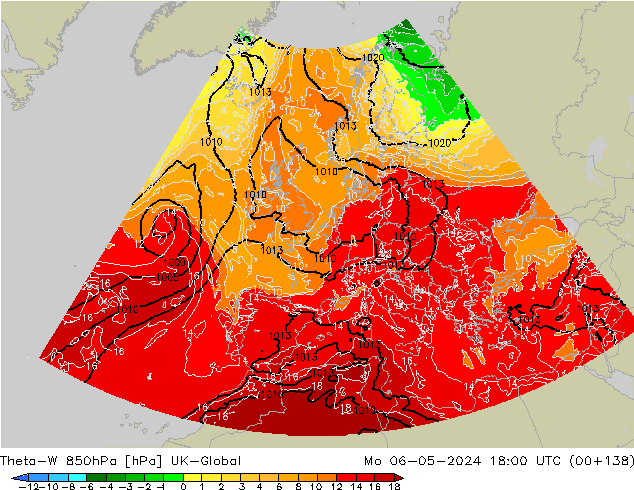 Theta-W 850hPa UK-Global Mo 06.05.2024 18 UTC