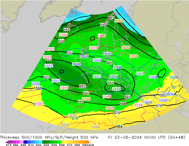Thck 500-1000hPa UK-Global pt. 03.05.2024 00 UTC