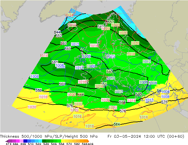 Thck 500-1000hPa UK-Global Fr 03.05.2024 12 UTC