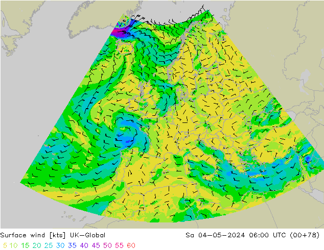 Surface wind UK-Global Sa 04.05.2024 06 UTC