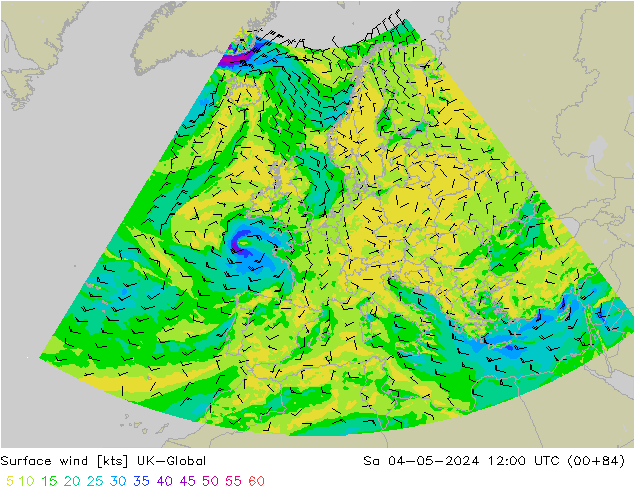 Rüzgar 10 m UK-Global Cts 04.05.2024 12 UTC