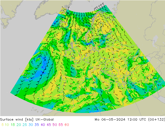 Vento 10 m UK-Global lun 06.05.2024 12 UTC