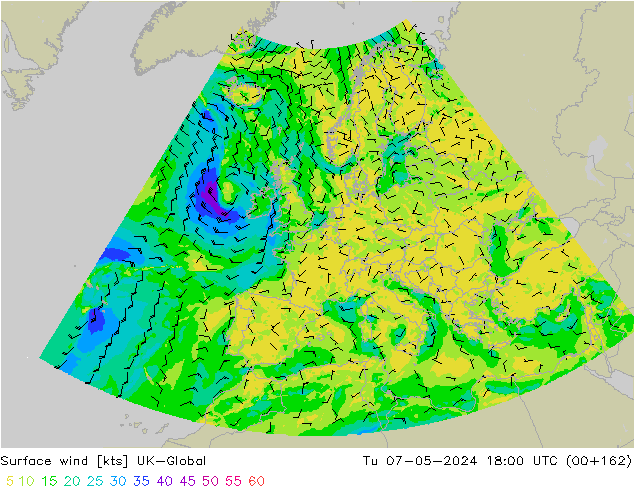 Rüzgar 10 m UK-Global Sa 07.05.2024 18 UTC