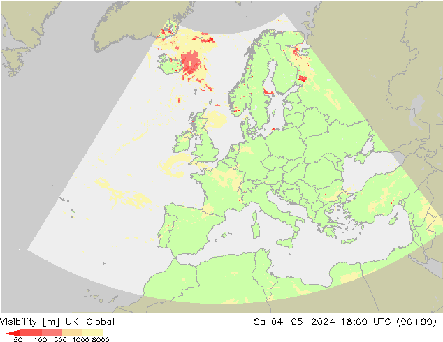 Dohlednost UK-Global So 04.05.2024 18 UTC