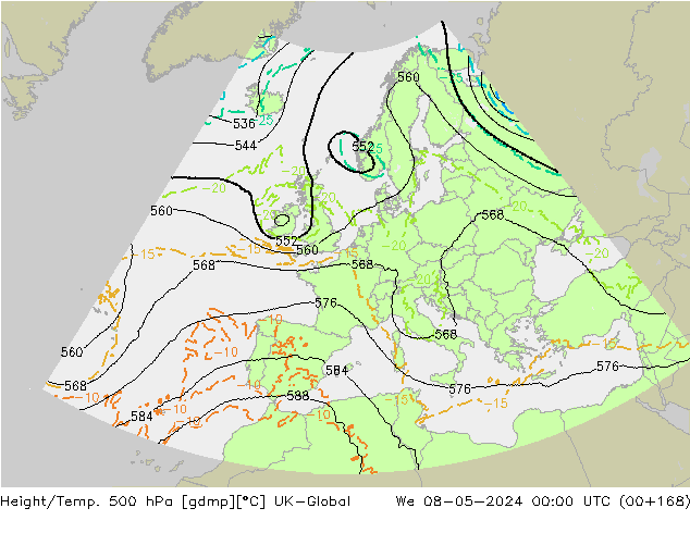 Géop./Temp. 500 hPa UK-Global mer 08.05.2024 00 UTC