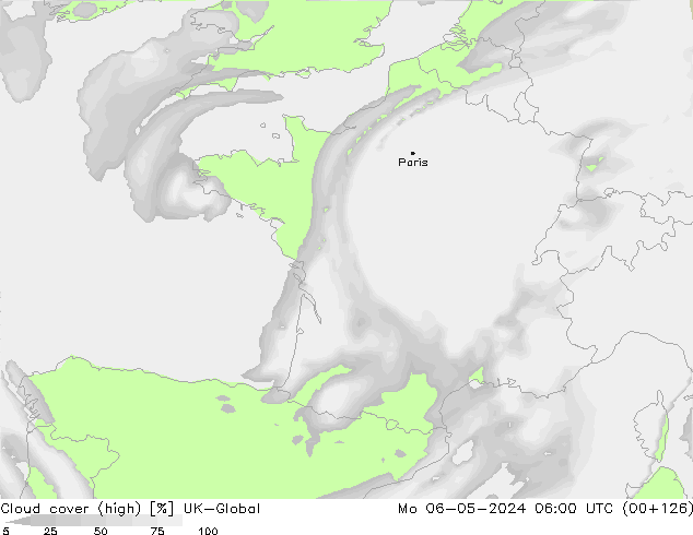 zachmurzenie (wysokie) UK-Global pon. 06.05.2024 06 UTC