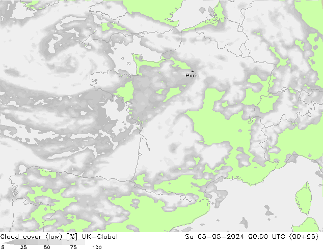 zachmurzenie (niskie) UK-Global nie. 05.05.2024 00 UTC