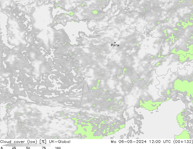 Cloud cover (low) UK-Global Mo 06.05.2024 12 UTC