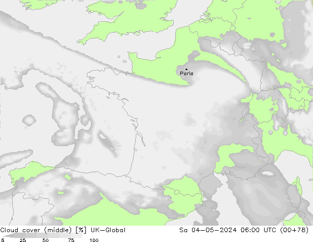 oblačnosti uprostřed UK-Global So 04.05.2024 06 UTC