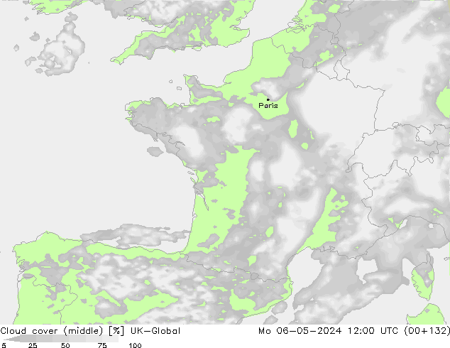 oblačnosti uprostřed UK-Global Po 06.05.2024 12 UTC