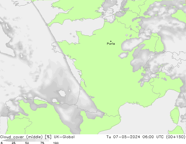 oblačnosti uprostřed UK-Global Út 07.05.2024 06 UTC