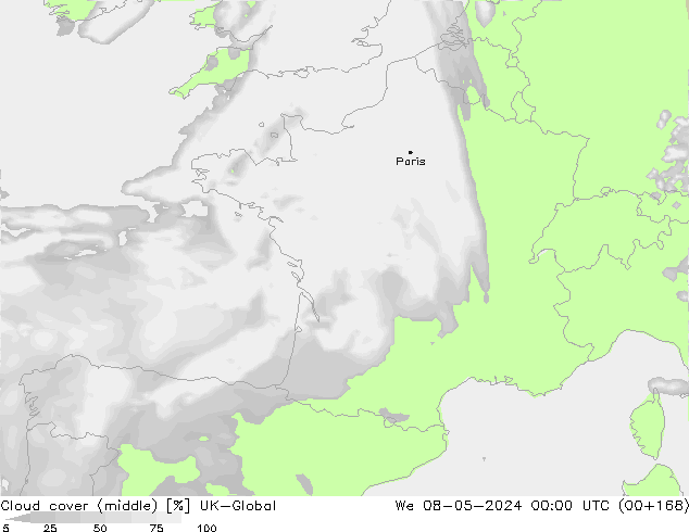 Cloud cover (middle) UK-Global We 08.05.2024 00 UTC