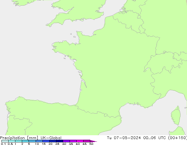 Précipitation UK-Global mar 07.05.2024 06 UTC