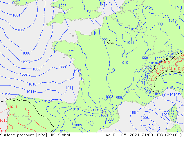 Surface pressure UK-Global We 01.05.2024 01 UTC