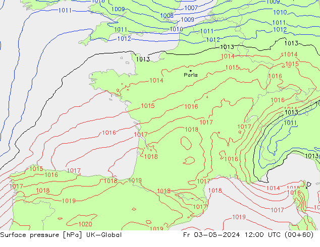 Surface pressure UK-Global Fr 03.05.2024 12 UTC