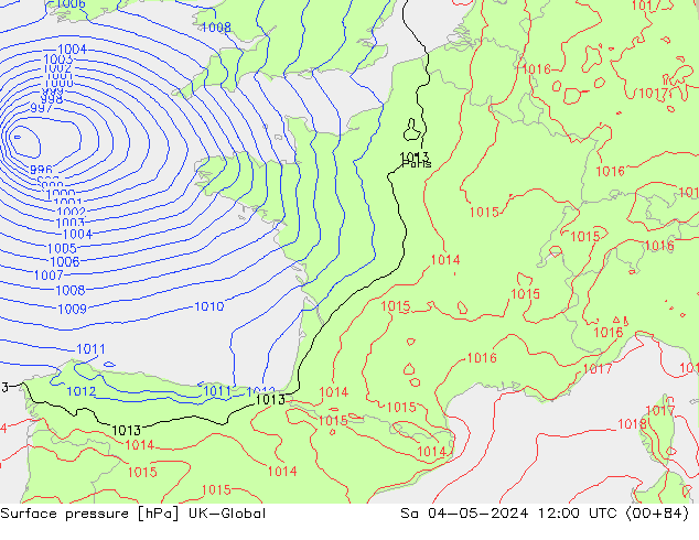 Surface pressure UK-Global Sa 04.05.2024 12 UTC