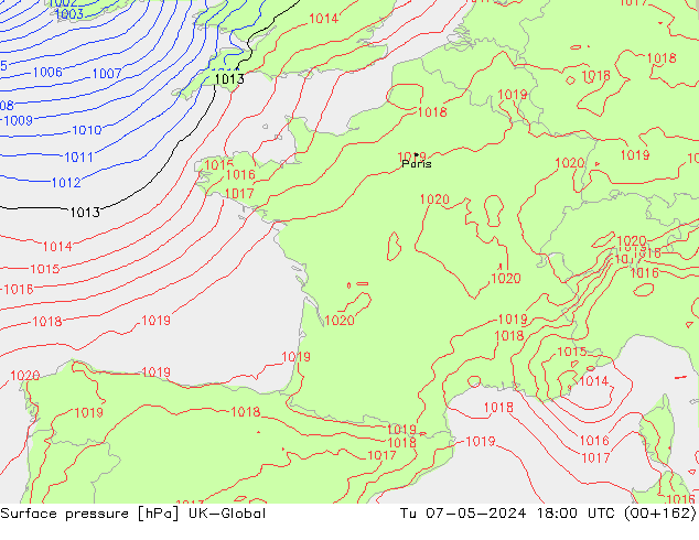 Yer basıncı UK-Global Sa 07.05.2024 18 UTC