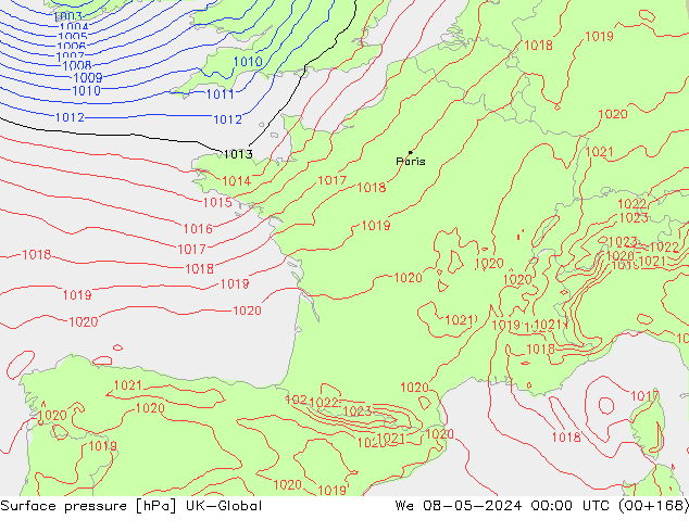 Surface pressure UK-Global We 08.05.2024 00 UTC