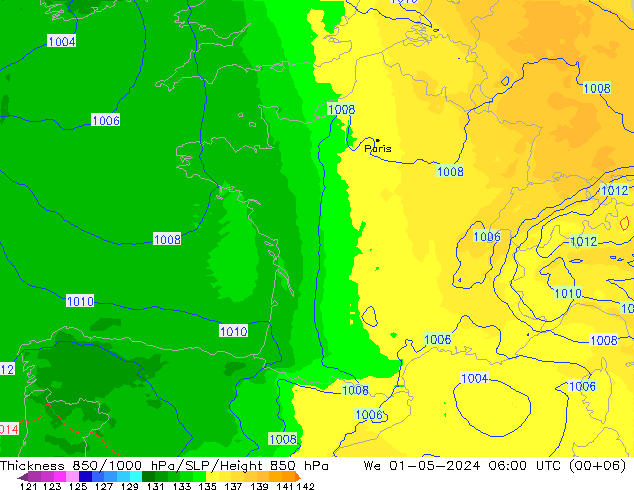 Thck 850-1000 hPa UK-Global We 01.05.2024 06 UTC