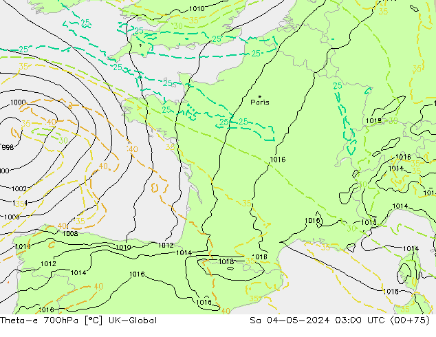 Theta-e 700hPa UK-Global Cts 04.05.2024 03 UTC