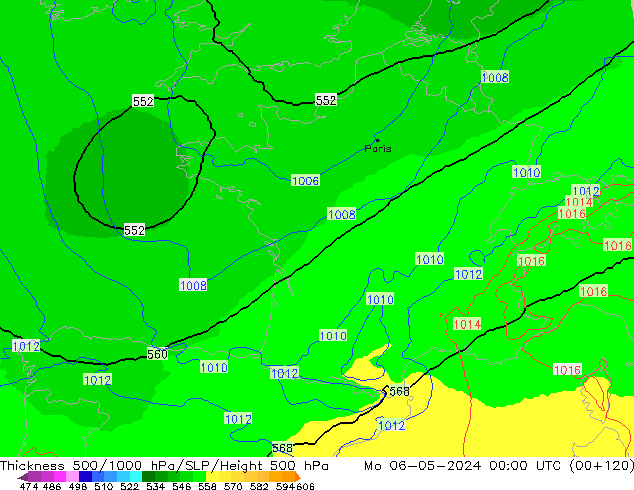 Thck 500-1000hPa UK-Global Mo 06.05.2024 00 UTC