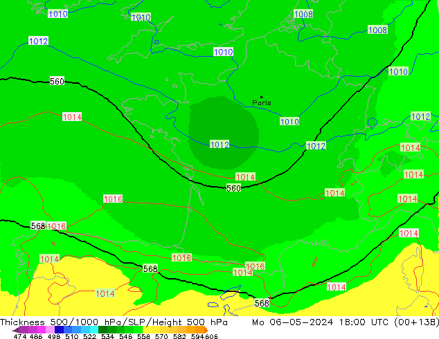 Thck 500-1000hPa UK-Global Mo 06.05.2024 18 UTC