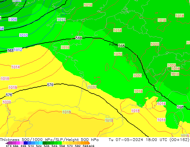 Thck 500-1000hPa UK-Global Tu 07.05.2024 18 UTC