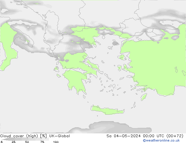 zachmurzenie (wysokie) UK-Global so. 04.05.2024 00 UTC