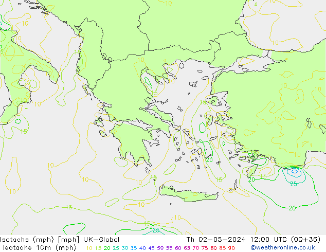 Isotachs (mph) UK-Global  02.05.2024 12 UTC