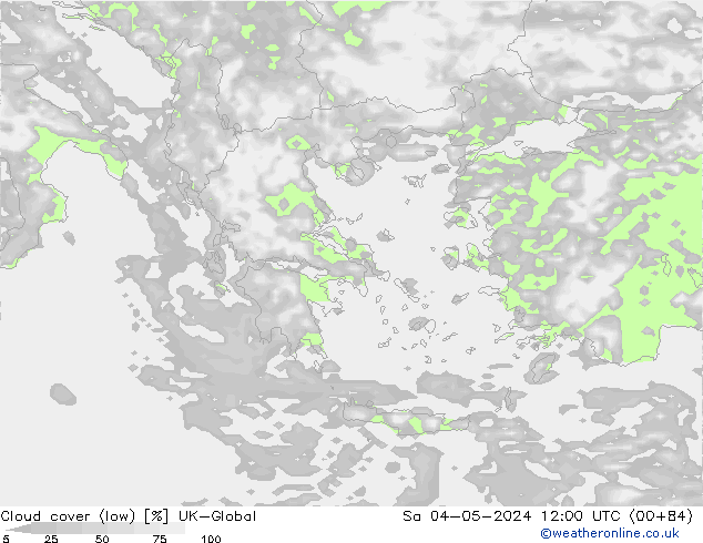 Cloud cover (low) UK-Global Sa 04.05.2024 12 UTC