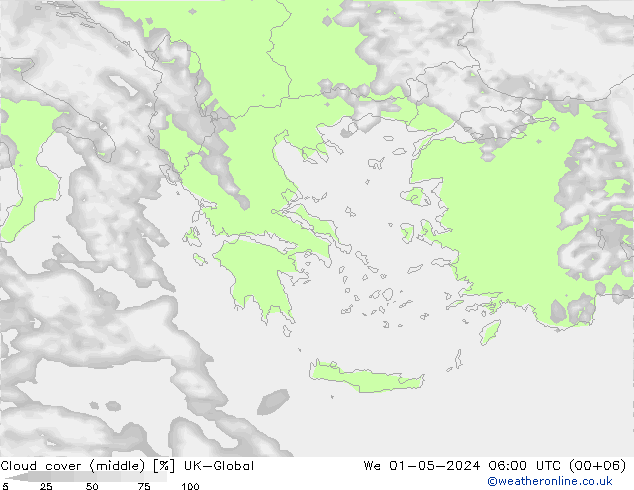 Cloud cover (middle) UK-Global We 01.05.2024 06 UTC