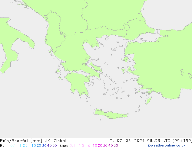 Rain/Snowfall UK-Global Tu 07.05.2024 06 UTC