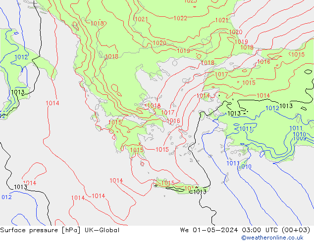 Surface pressure UK-Global We 01.05.2024 03 UTC