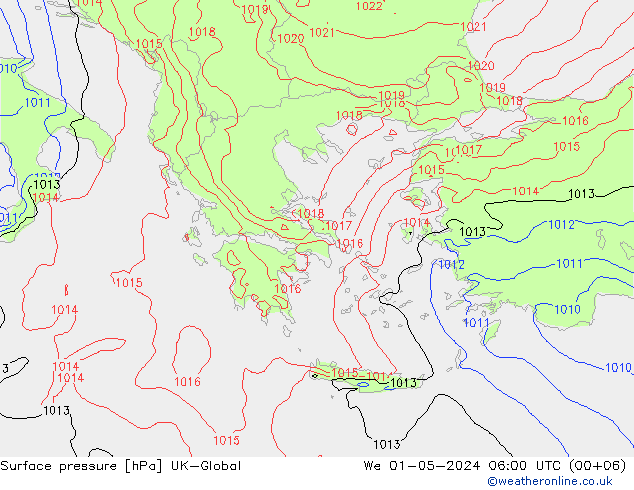 Surface pressure UK-Global We 01.05.2024 06 UTC