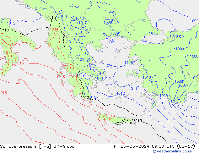 Luchtdruk (Grond) UK-Global vr 03.05.2024 09 UTC