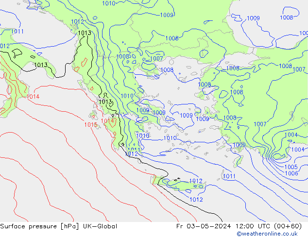 Surface pressure UK-Global Fr 03.05.2024 12 UTC