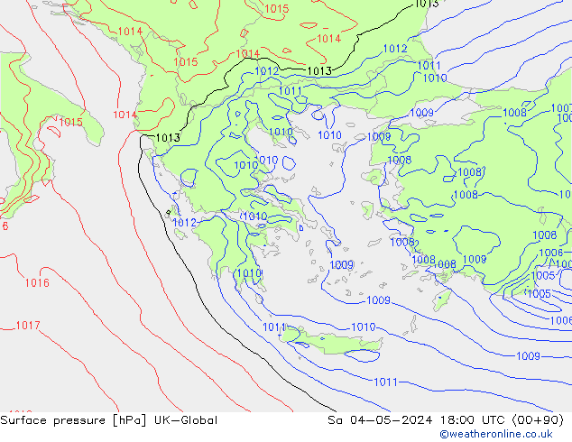 Luchtdruk (Grond) UK-Global za 04.05.2024 18 UTC