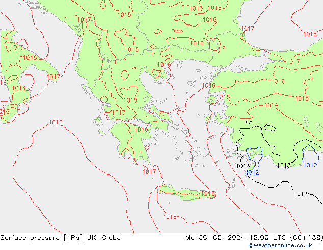 pressão do solo UK-Global Seg 06.05.2024 18 UTC