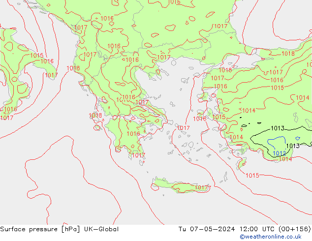 Presión superficial UK-Global mar 07.05.2024 12 UTC