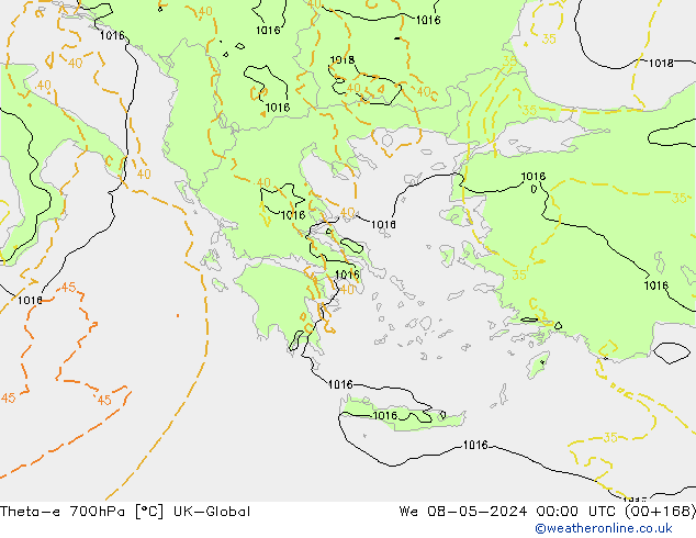 Theta-e 700гПа UK-Global ср 08.05.2024 00 UTC