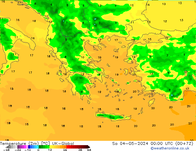 Temperature (2m) UK-Global Sa 04.05.2024 00 UTC