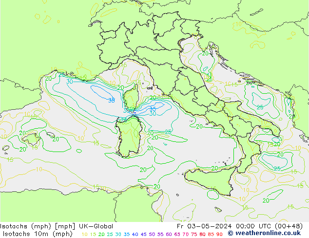 Eşrüzgar Hızları mph UK-Global Cu 03.05.2024 00 UTC