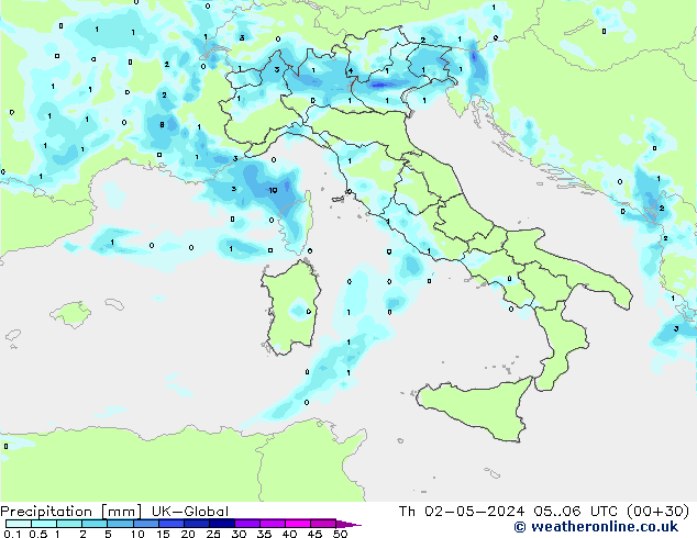 Precipitation UK-Global Th 02.05.2024 06 UTC