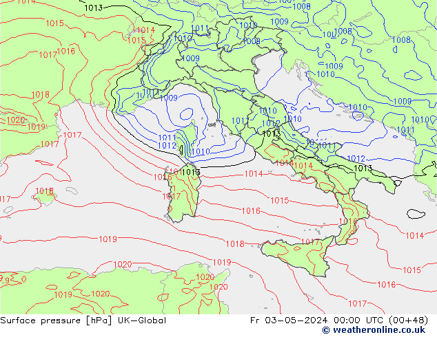 Atmosférický tlak UK-Global Pá 03.05.2024 00 UTC
