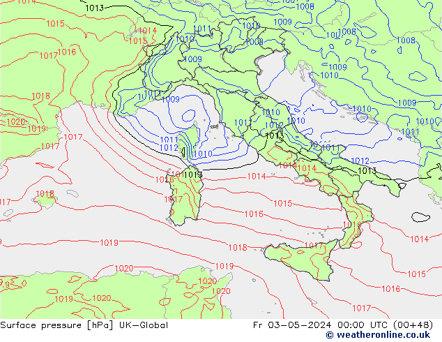 Surface pressure UK-Global Fr 03.05.2024 00 UTC