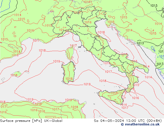 pression de l'air UK-Global sam 04.05.2024 12 UTC