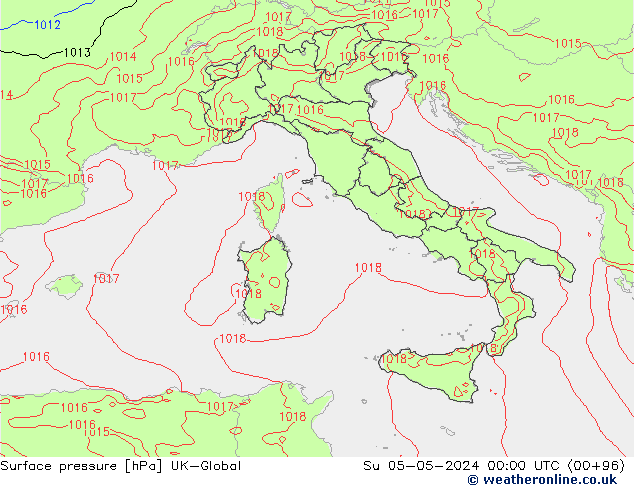 Surface pressure UK-Global Su 05.05.2024 00 UTC