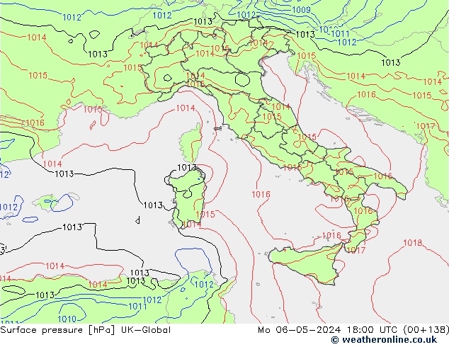 Surface pressure UK-Global Mo 06.05.2024 18 UTC