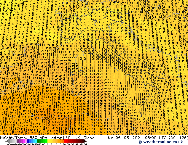 Height/Temp. 850 hPa UK-Global Mo 06.05.2024 06 UTC